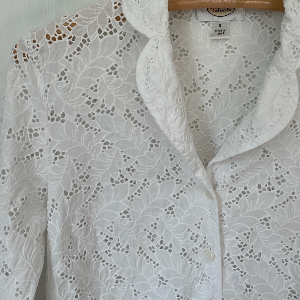 Talbots white eyelet summer jacket/cardigan